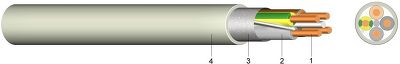 (N)YM(ST)-J Kabel s izolací a vnějším pláštěm z PVC, stíněný